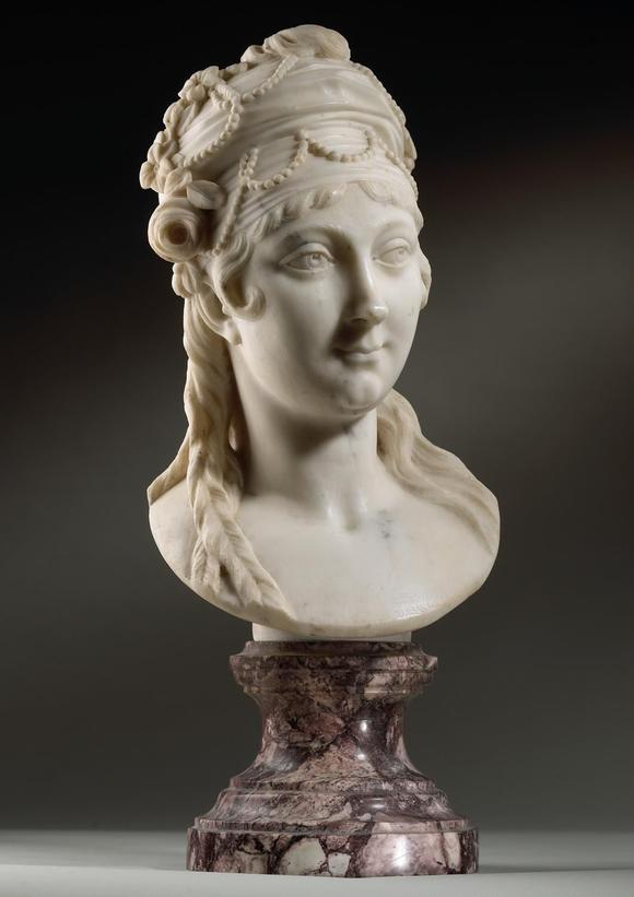 DreweattsATTRIBUTED TO IGNAZIO AND FILIPPO COLLINO, A WHITE MARBLE PORTRAIT HEAD OF A YOUNG NOBELWOMAN