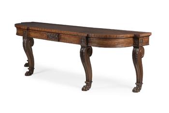 A FINE REGENCY CARVED MAHOGANY CONSOLE OR SERVING TABLE, ATTRIBUTED TO GILLOWS, CIRCA 1815