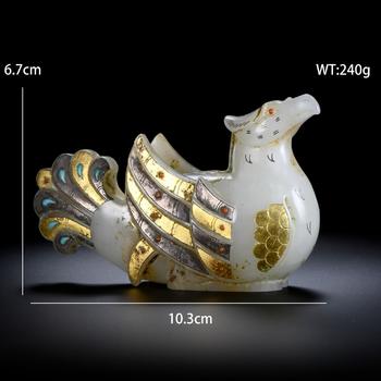 和田玉錯(cuò)金銀嵌寶神鳥