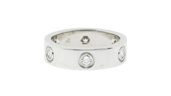 Cartier, Love, bague or gris 750 sertie de diamants taille brillant