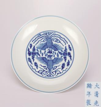 清 青花云鳳紋盤