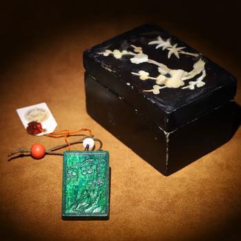 清代 虯角松蔭圖詩文牌