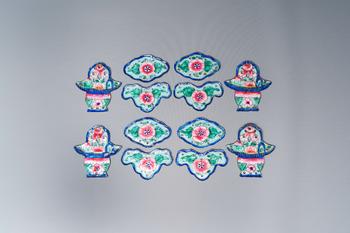 12 Chinese Canton enamel hanging ornaments, 18/19th C.