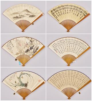 吳東邁（1885-1963）、時(shí)慧寶（1881-1943）、溥佺（1913-1991） 成扇三把