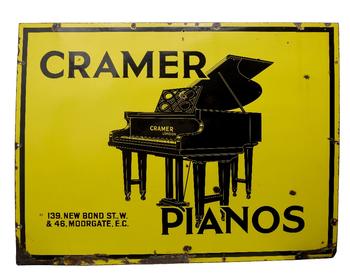 Cramer Pianos?

Advertising sign, early 20th century?
En