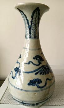 青花玉壺春瓶 高約21cm