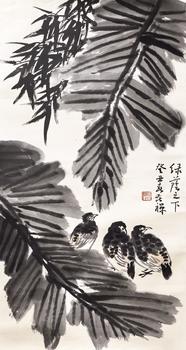芭蕉鵪鶉 48*91 紙本托片