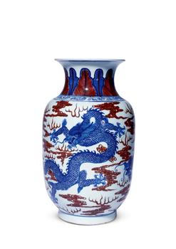 清晚期 青花釉里紅大燈籠瓶