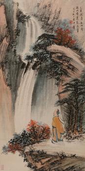 黃君璧  觀泉圖