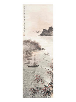 傅抱石 金剛坡江景山水圖