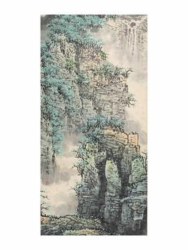 白雲(yún)石 春巖翠樹山水圖