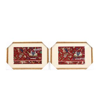 花卉繡片一對(duì)