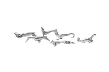 Suite de 6 porte-couteaux animaux en métal argenté, XXe s., divers poin?ons dont Gallia et WMF, long. env. 8 cm