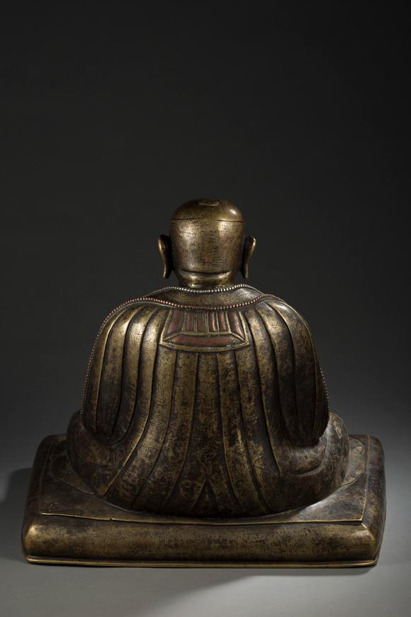 12世纪噶玛噶举派合金铜嵌银帕木竹巴祖师