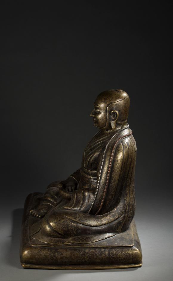 12世纪噶玛噶举派合金铜嵌银帕木竹巴祖师