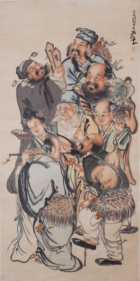 日本江户古美术闵贞 八仙