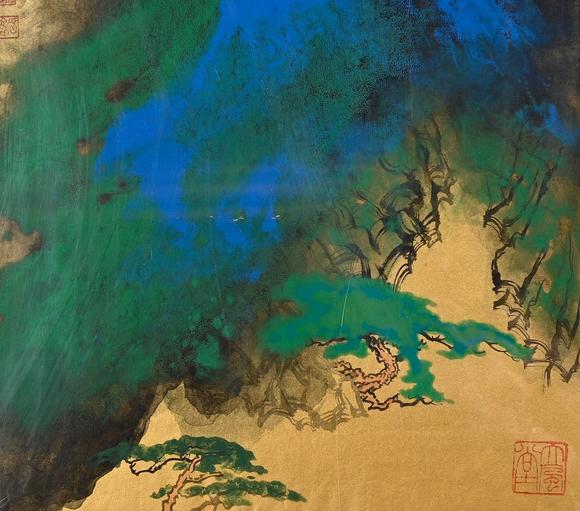 张大千松峰晓霭图