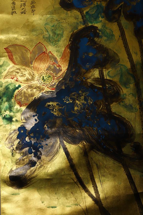 张大千泥金纸立轴