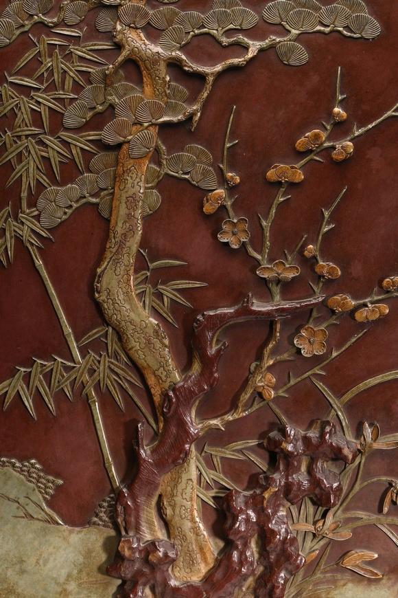 清祁阳石梅兰竹菊插屏