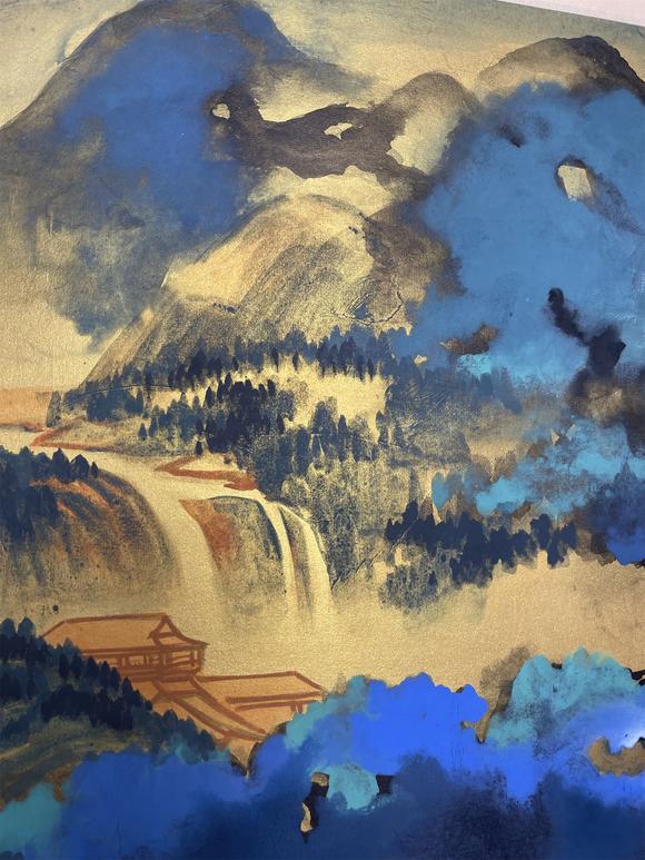 张大千泼彩山水