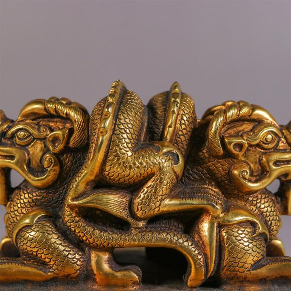 铜鎏金交龙印章