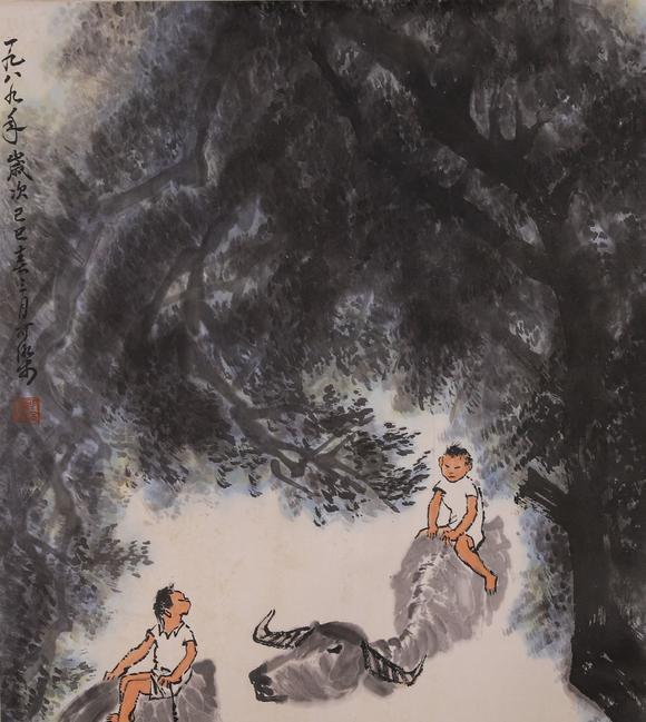 牧童骑牛图高清大图_易拍全球カナエ合同会社中国书道绘画专场(二)拍