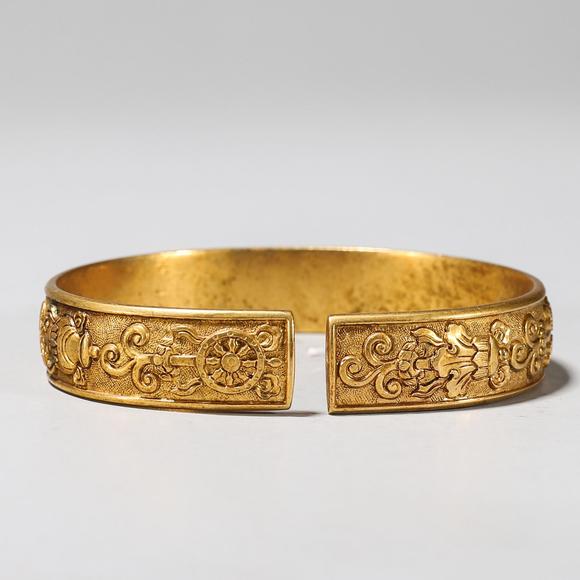 铜鎏金花纹手镯