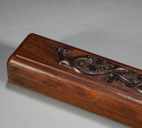 清代黄花梨木钱紫檀笔盒