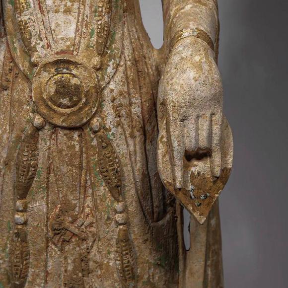 中国明代汉白玉彩绘佛像