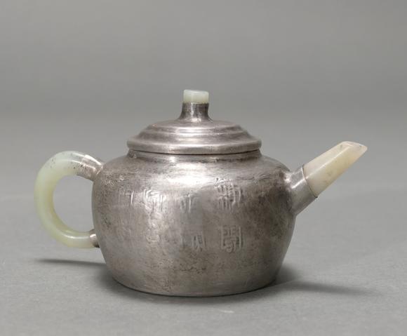 清孟臣款紫砂胎锡壶