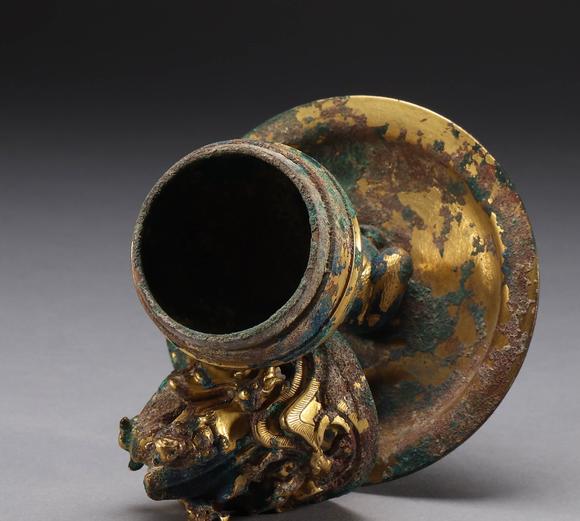 六禾株式会社宋代 铜质铜鎏金博山炉