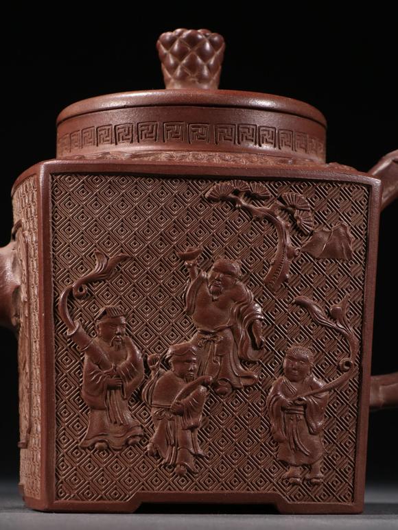 时大彬作原矿紫砂刻八仙壶