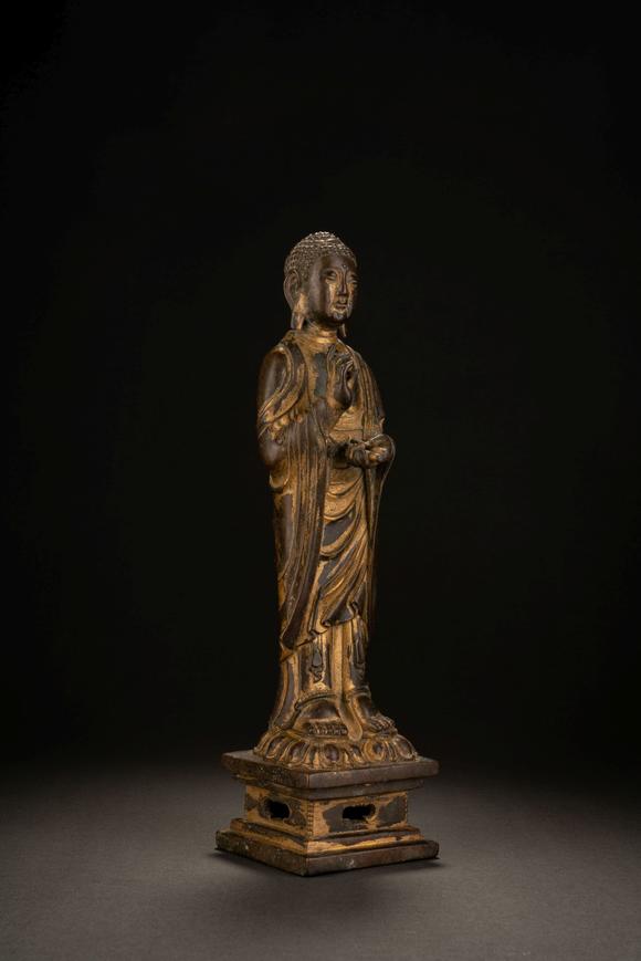 日本拍卖事业株式会社辽  铜鎏金佛立像