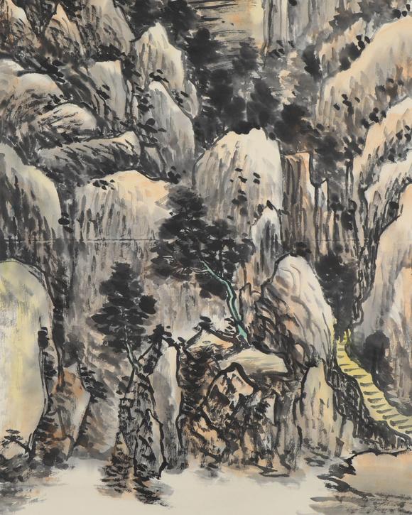 日本松町古美黄宾虹 雨后秋林图