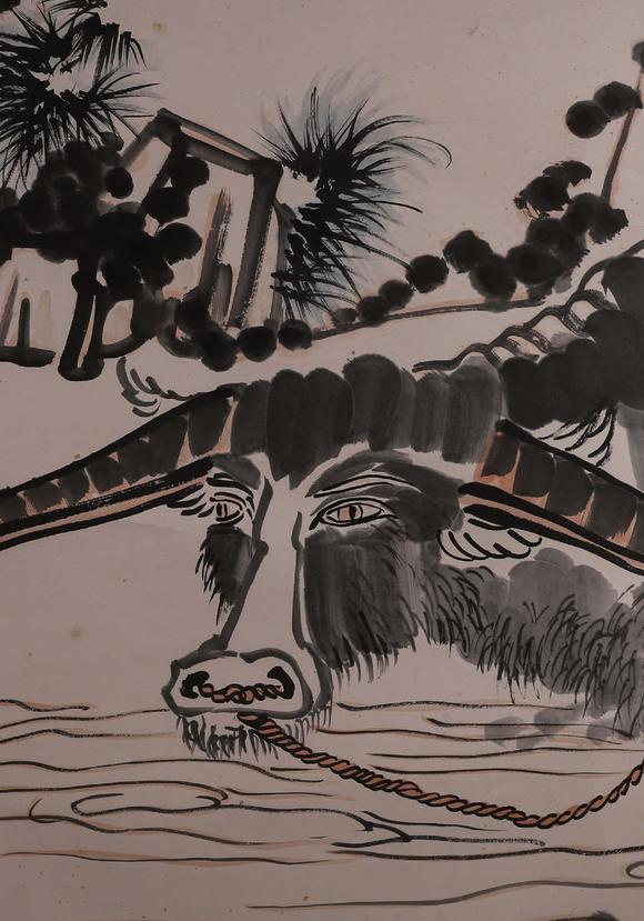 achinesebuffalopaintingpantianshoumark潘天寿水牛图