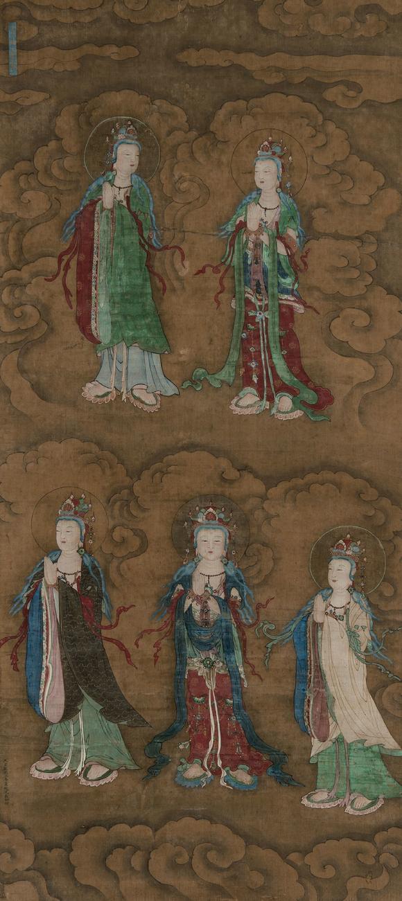 赵元长款宋十地菩萨像设色绢本立轴