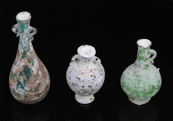 唐代琉璃瓶三个threeglassvasestangdynasty