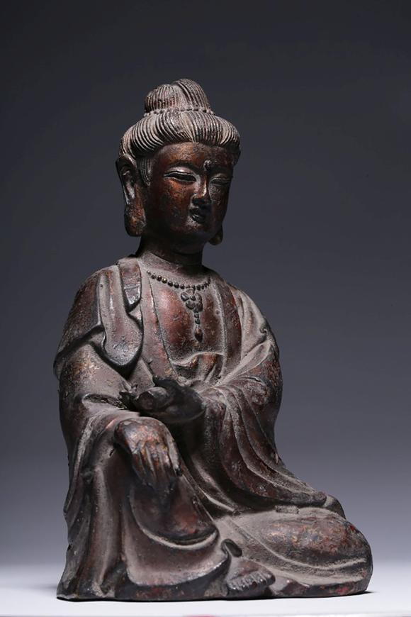 明代铜漆金观音坐像giltbronzecastseatedavalokiteshvarafigure