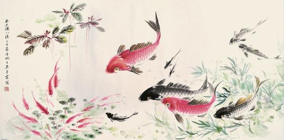 广东天海吴青霞 九鱼图