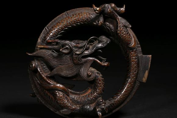 铜正信作龙耳花瓶