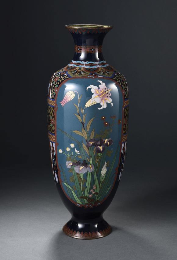 明治七宝烧百合花瓶