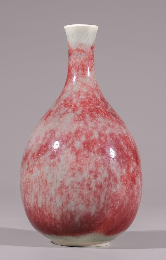 天一藏古清康熙 郎窑红釉油锤瓶