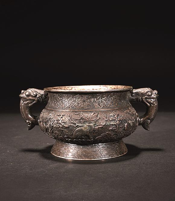 清 银胎麒麟香炉