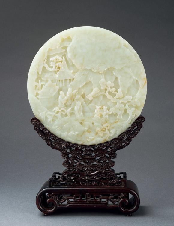 清白玉人物纹插屏