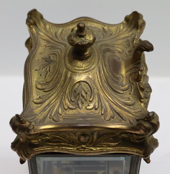 antiquebrasscarriageclocktogetherwitha