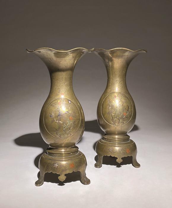 错金银花瓶一对