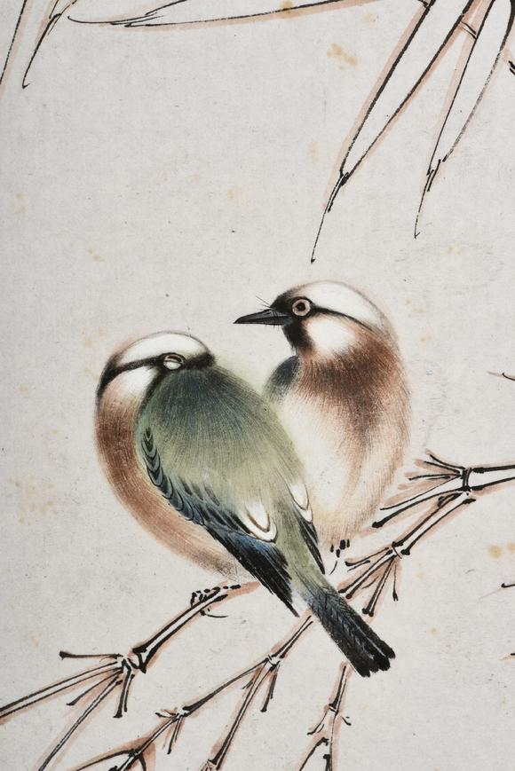 张大千镜框花鸟zhangdaqianframedinkandcoloronpaperpaintingbirds