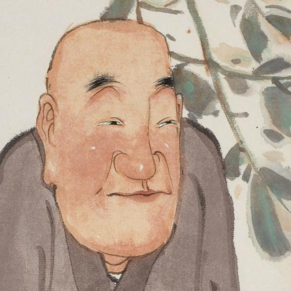 陈尘倚石饮茶图