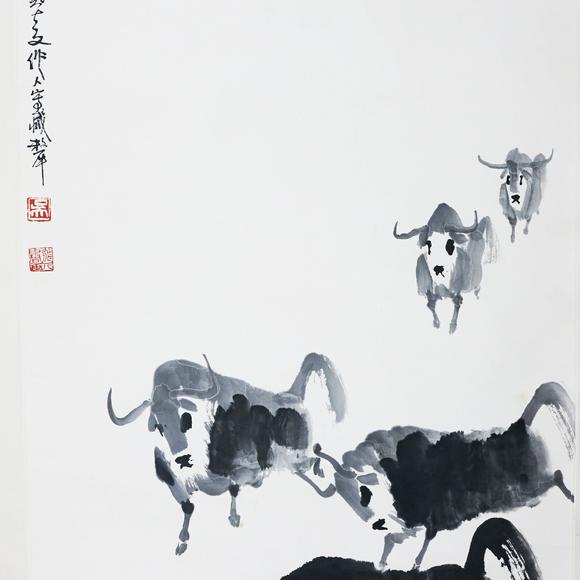 吴作人奔牛图