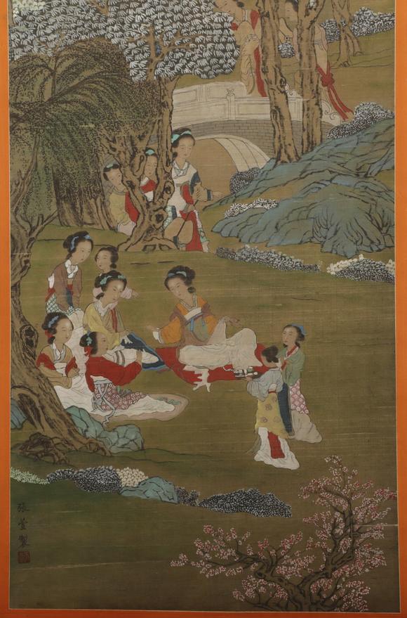 张萱仕女图绢本立轴